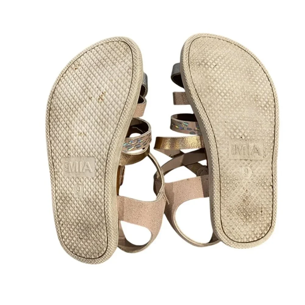Mia Sz 9 Metallic Rose Gold & Silver Strappy Sandals